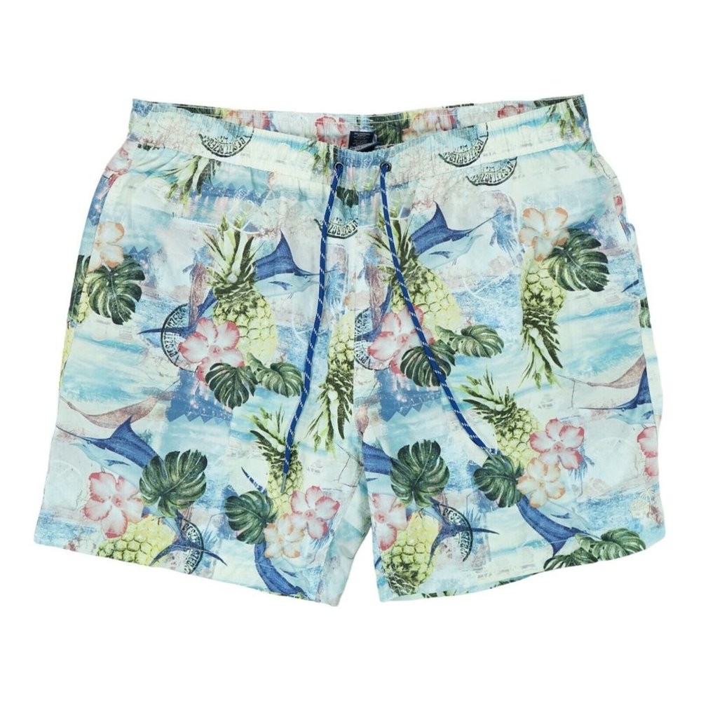 Caribbean Joe Island Supply Co Mens XL Shorts Pineapple, Fish,‎ Floral Print